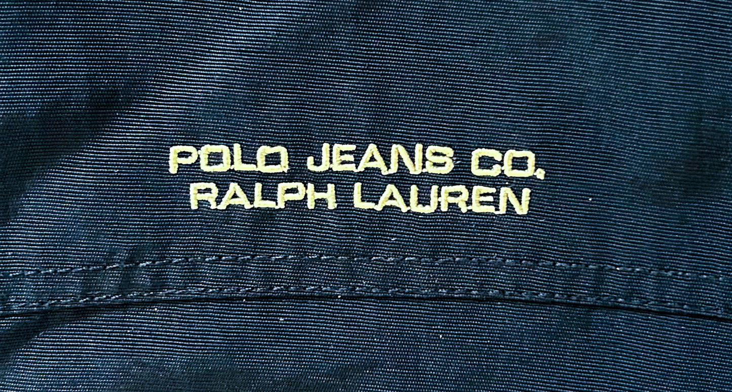 Ralph Lauren Vintage 2000s Embroidered Polo Jeans Co Zip Up Black Branded Jacket Medium