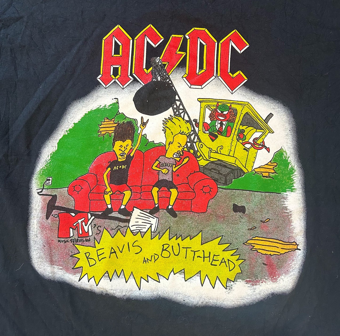 ACDC Beavis And Butthead Black Cotton Band Artist T-shirt 3XL