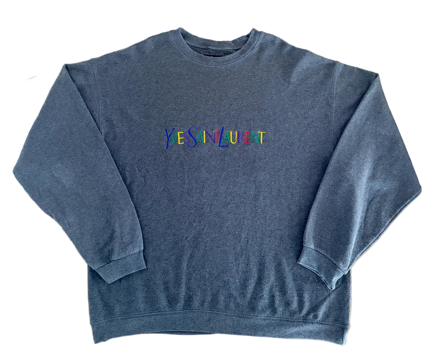 Yves Saint Laurent Embroidered Sweatshirt Grey Large