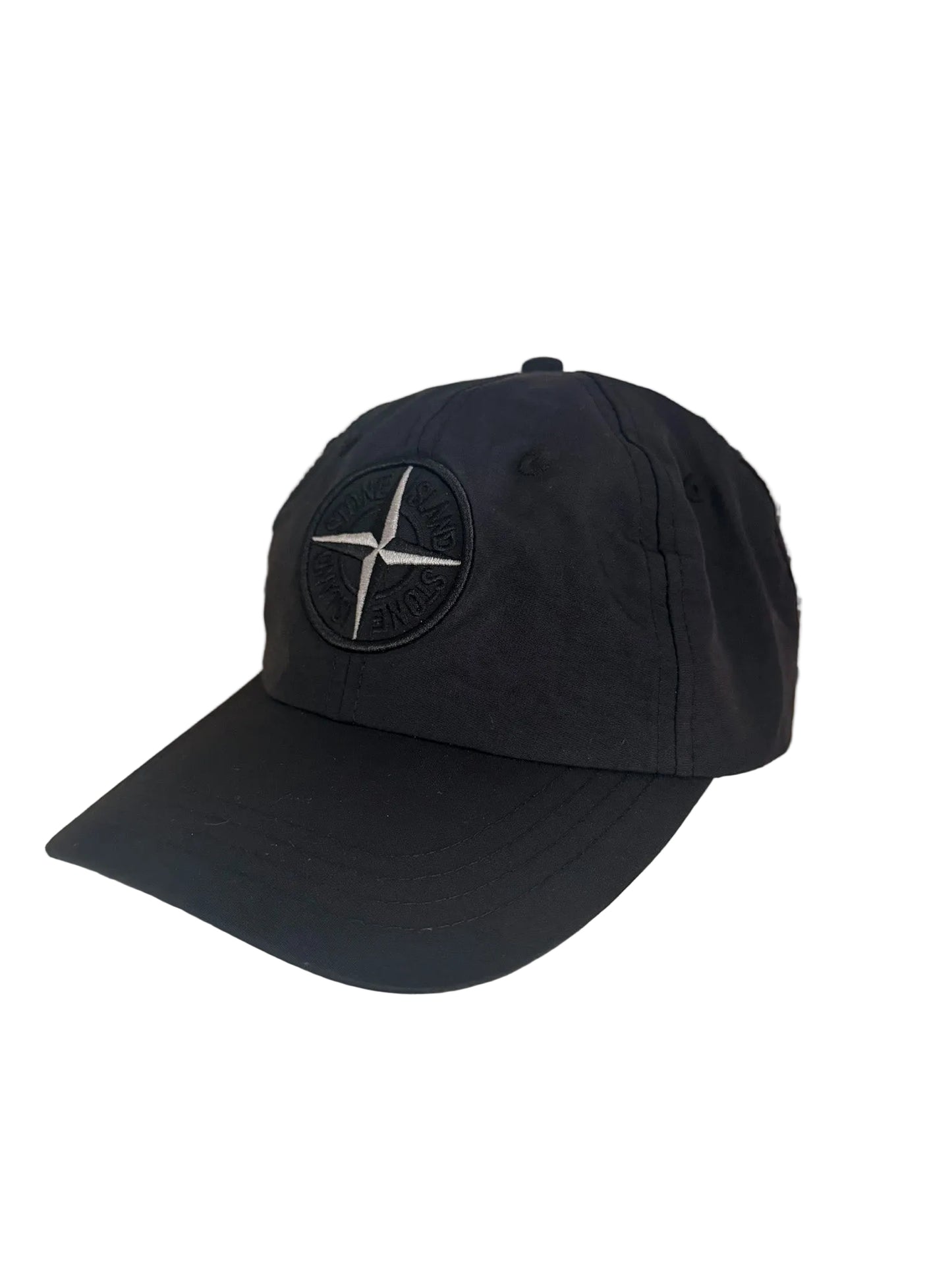 Stone Island Compass Logo Black Nylon Adjustable Cap