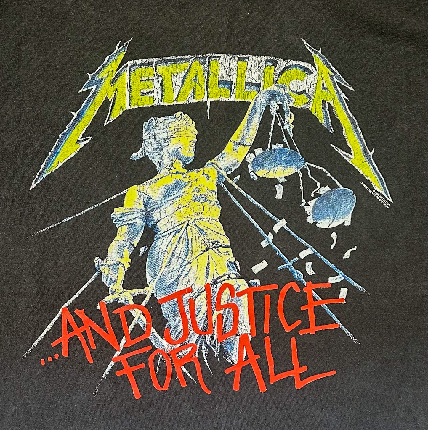 Vintage 1988 Metallica Damaged Justice European Tour Single Stitch Made In USA Black Cotton Band T-shirt XL Extremely Rare