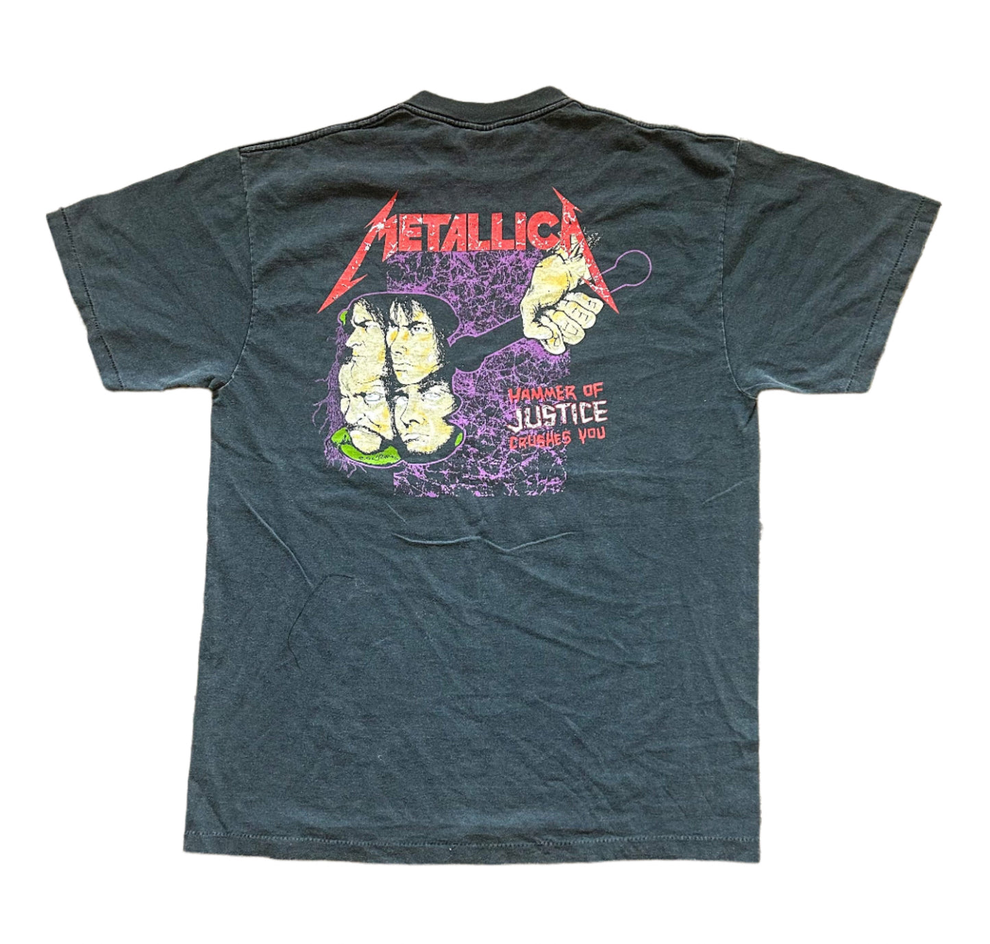 Vintage 1988 Metallica Damaged Justice European Tour Single Stitch Made In USA Black Cotton Band T-shirt XL Extremely Rare