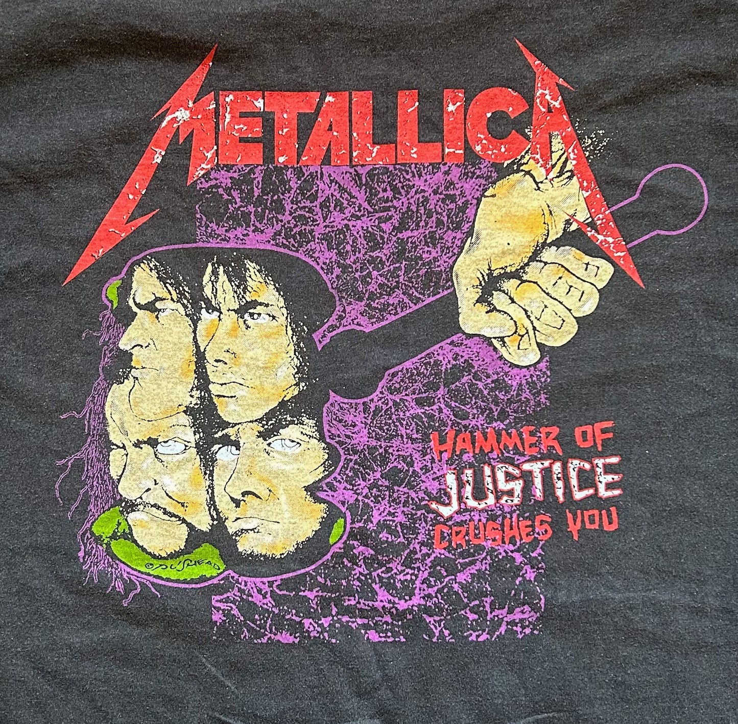 Vintage 1988 Metallica Damaged Justice European Tour Single Stitch Made In USA Black Cotton Band T-shirt XL Extremely Rare