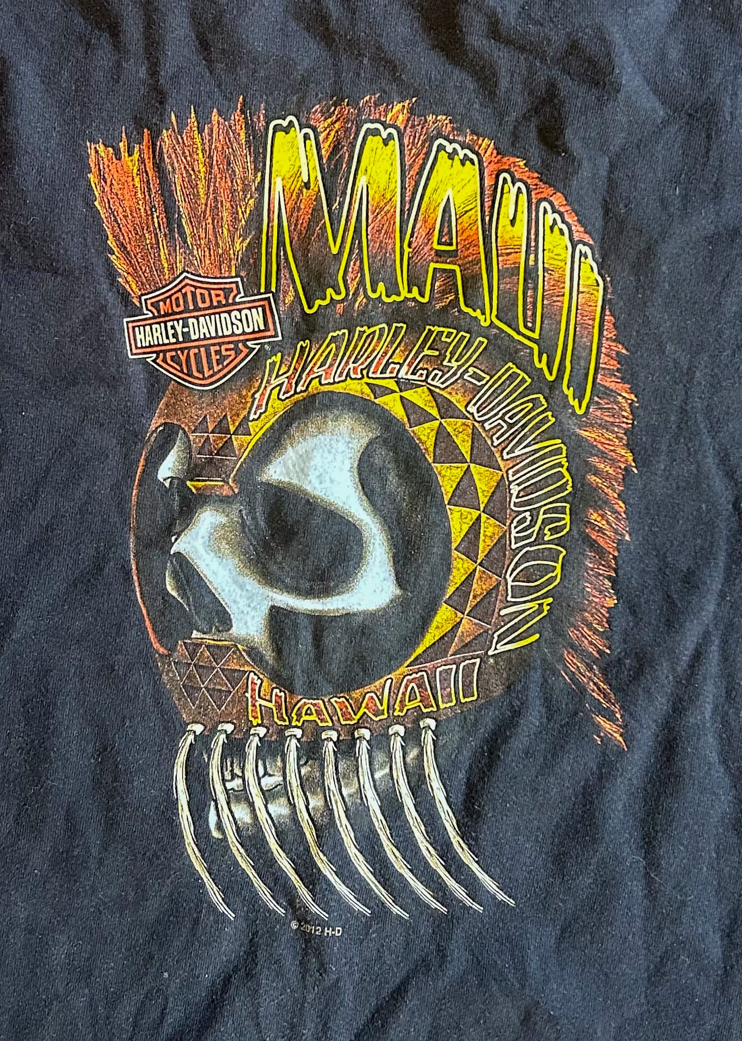 Harley Davidson Vintage 2000s Maui Hawaii Black Cotton Made In Mexico T-shirt Large