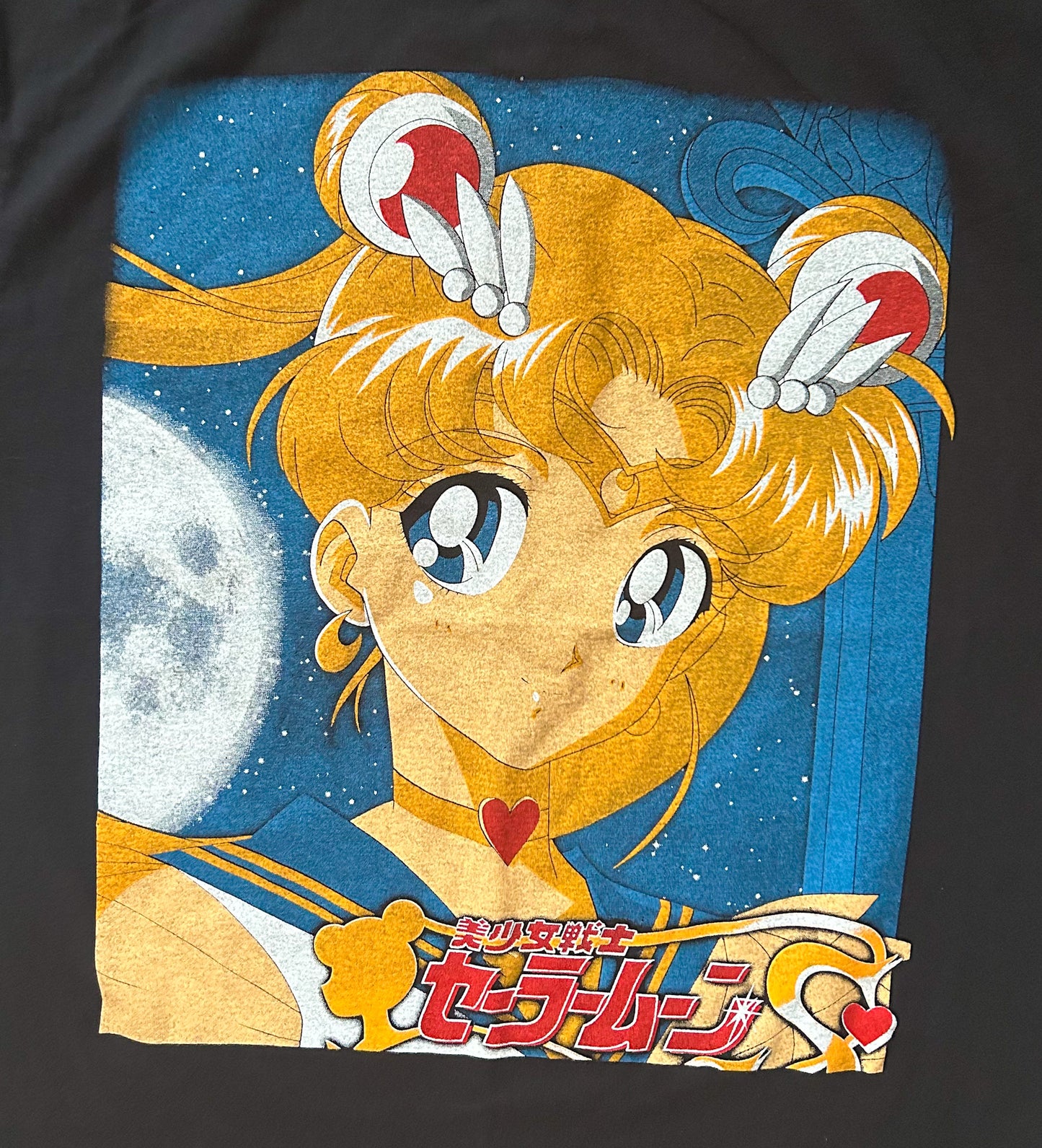 Sailor Moon Single Stitch Made USA Wild Oats Label Black Cotton T-shirt XL