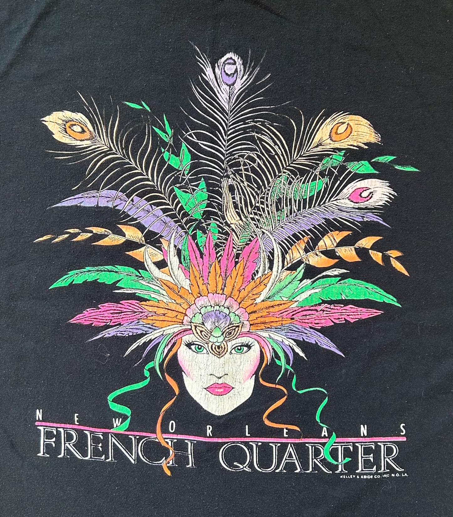 Vintage New Orleans French Quarter Jerzees Label Made In USA Black Cotton T-shirt XL