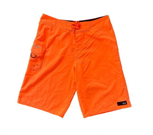 Oakley Vintage 2000s Cargo Pocket Branded Fluorescent Orange Boardshorts Small