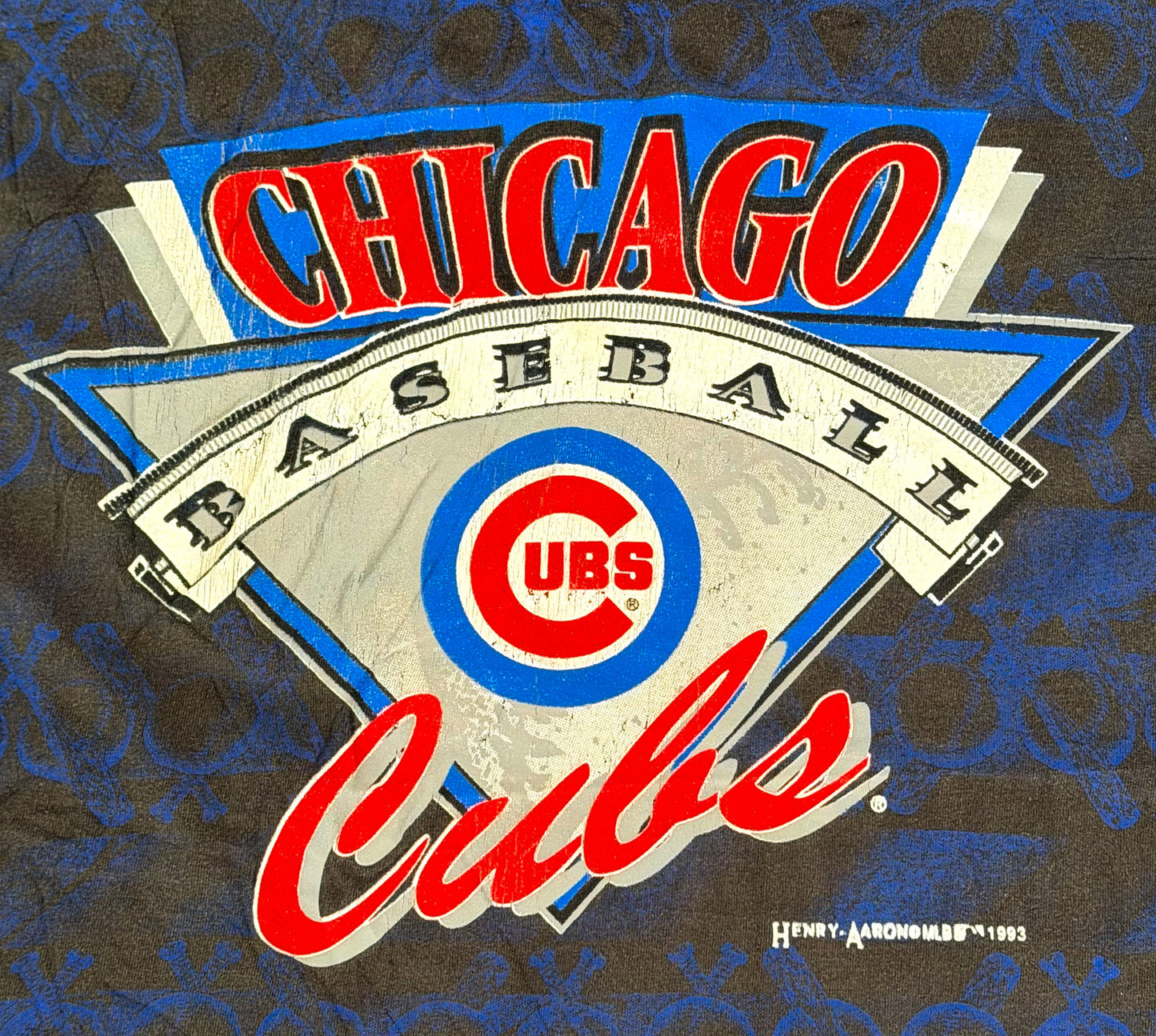 Vintage 1993 Chicago Cubs All Over Print USA Made Single Stitch T-Shirt Large