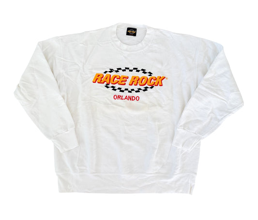 Vintage 90s Race Rock Orlando Sweatshirt USA Made White XL