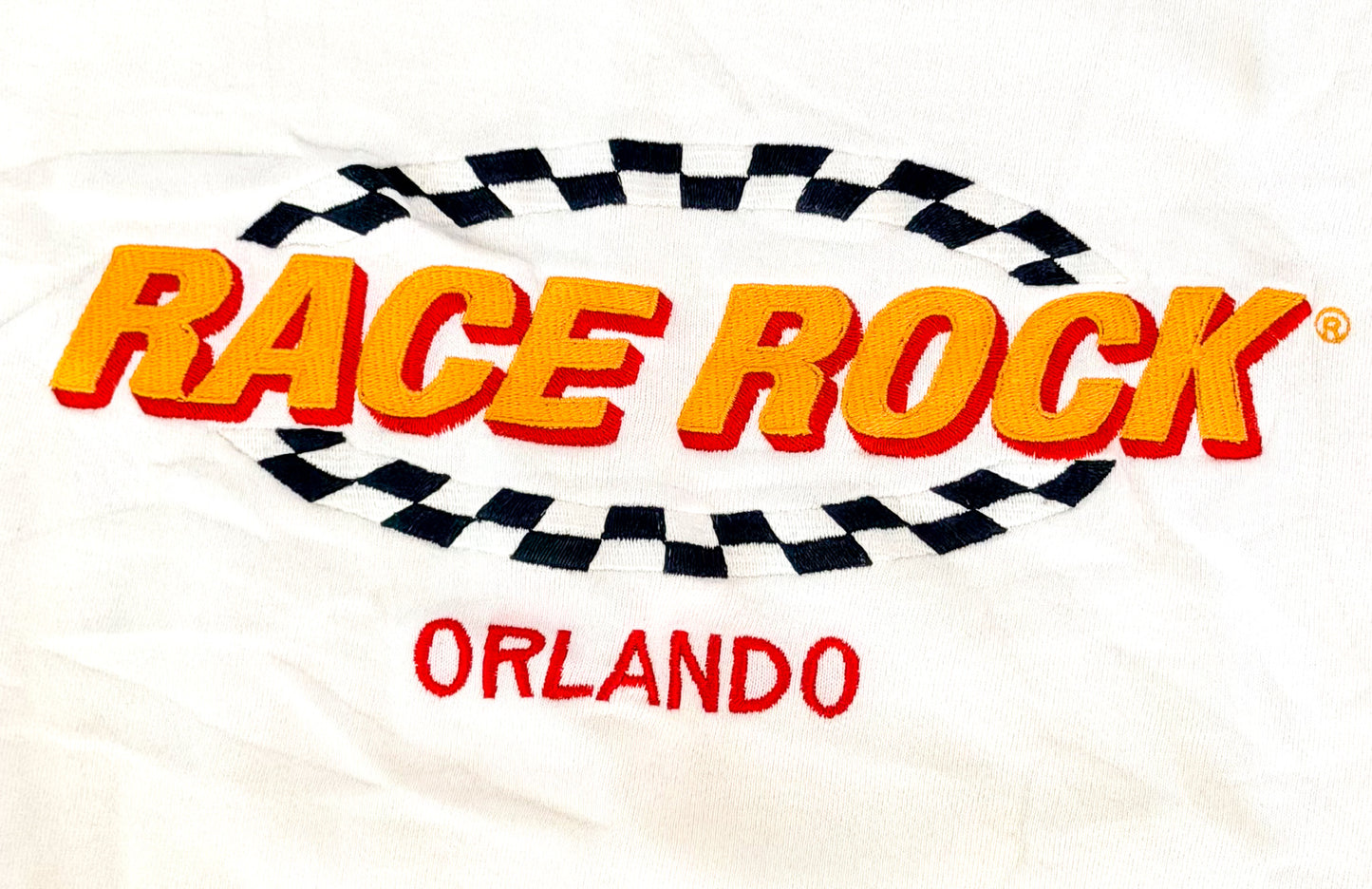 Vintage 90s Race Rock Orlando Sweatshirt USA Made White XL