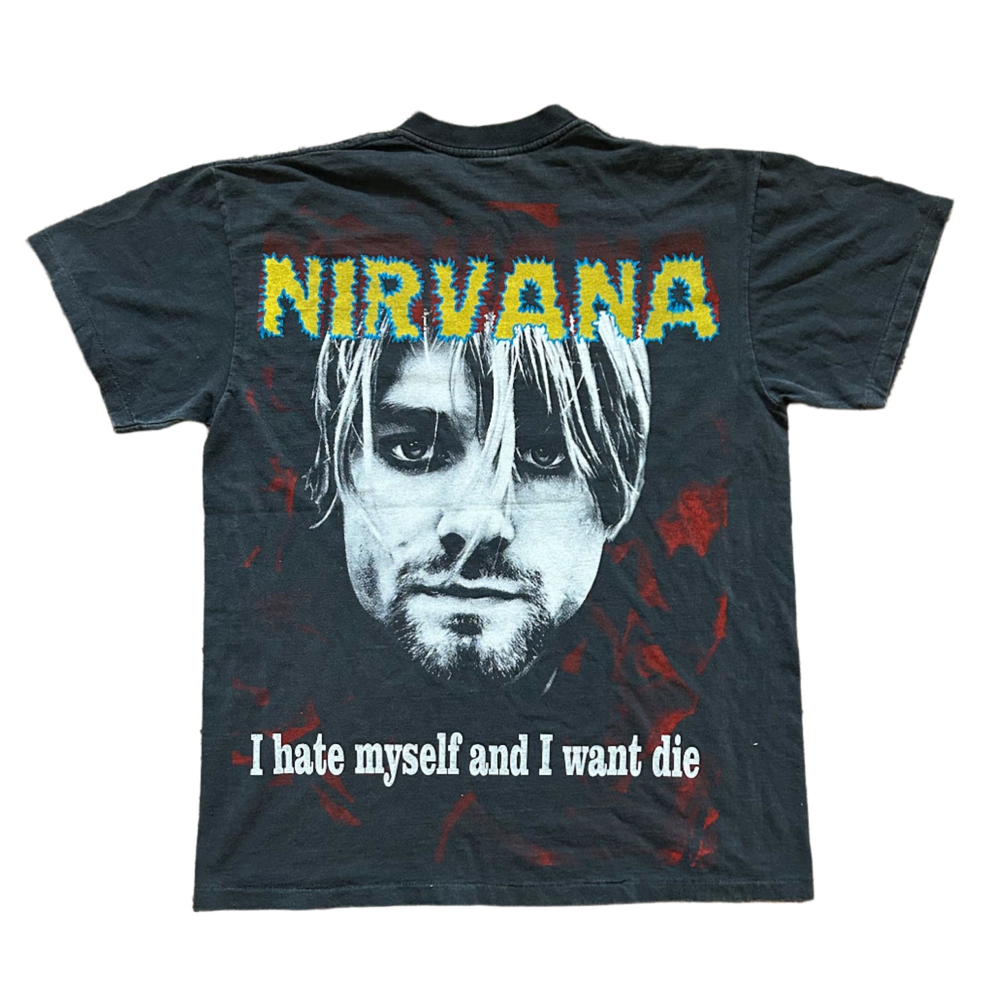 Vintage 1996 Nirvana I Hate Myself And Want To Die Single Stitch Resurreccion Label Black Cotton T-shirt Large Very Rare