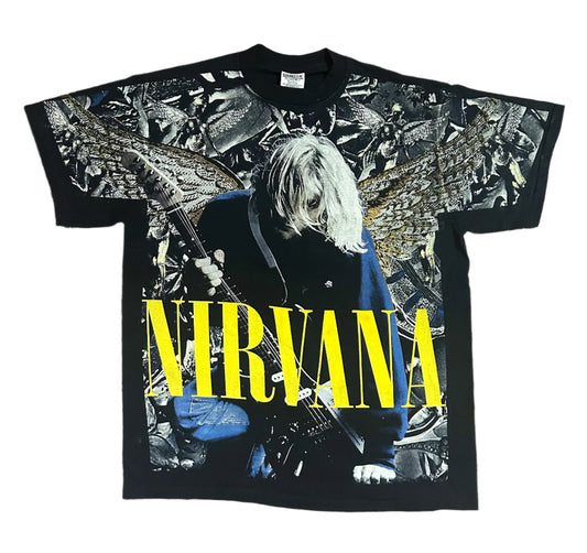 Vintage 1990s Nirvana In Utero Oneita Label Single Stitch Made USA Double Sided Print Grunge Band T-shirt  XL Very Rare