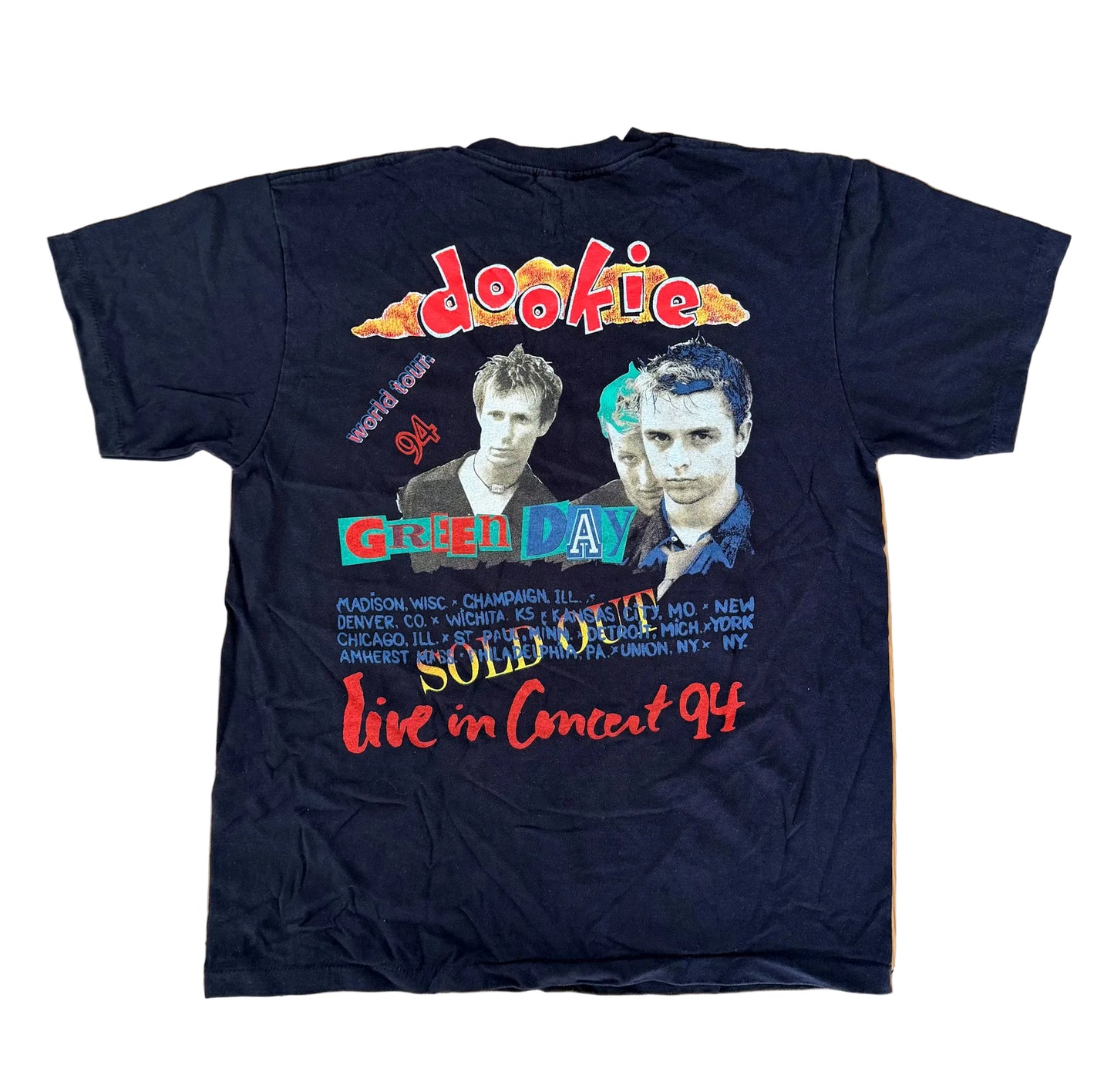 Vintage Green Day Dookie Live Band T-Shirt, Large