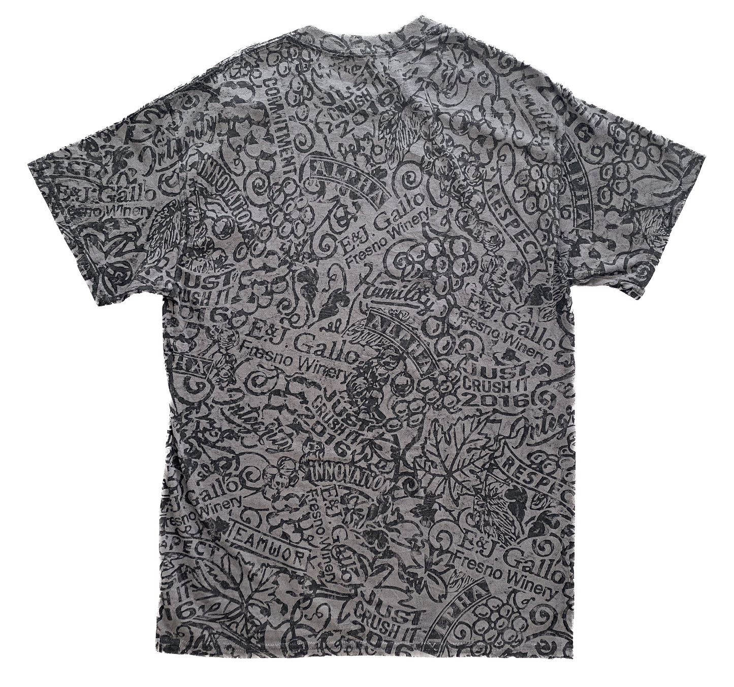E&J Gallo Winery Just Crush It 2016 All Over Print T-Shirt – Grey Black Graphic Gildan Size M