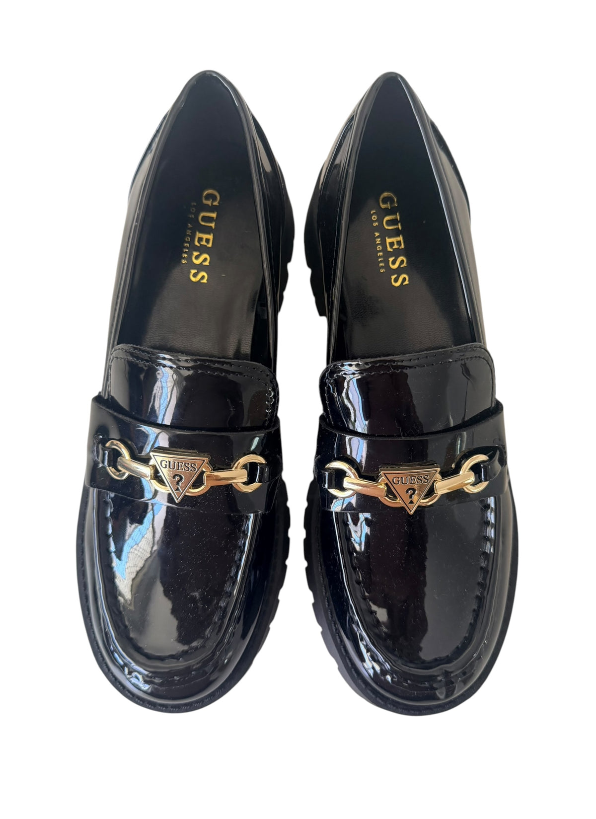 Guess Black Patent Chunky Loafers size US 8 AU 8