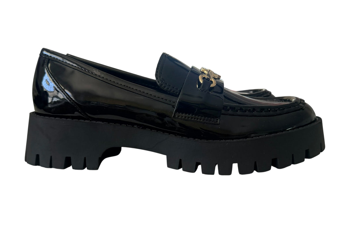 Guess Black Patent Chunky Loafers size US 8 AU 8