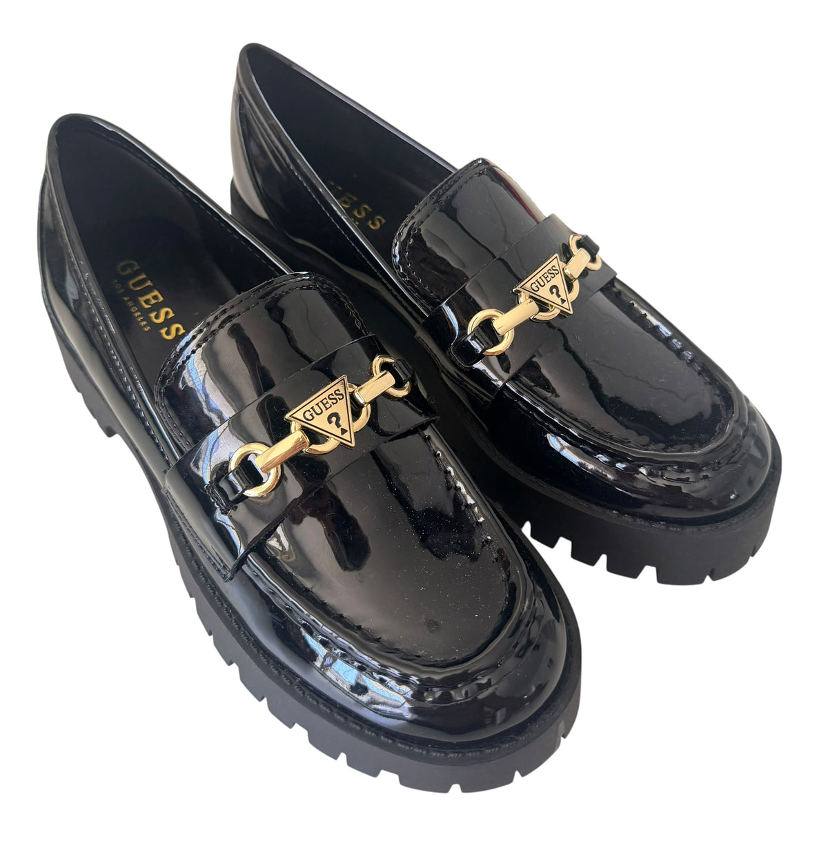 Guess Black Patent Chunky Loafers size US 8 AU 8