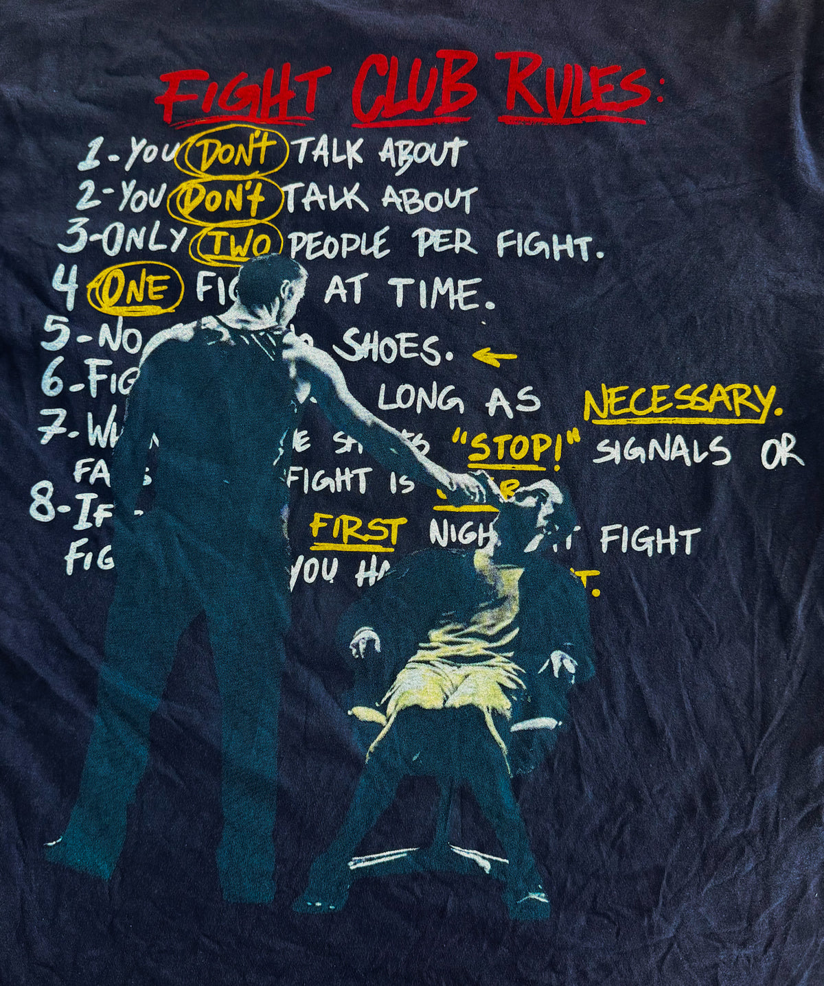 Fight Club Brad Pitt Edward Norton Single Stitch Long Sleeve T-Shirt, Large