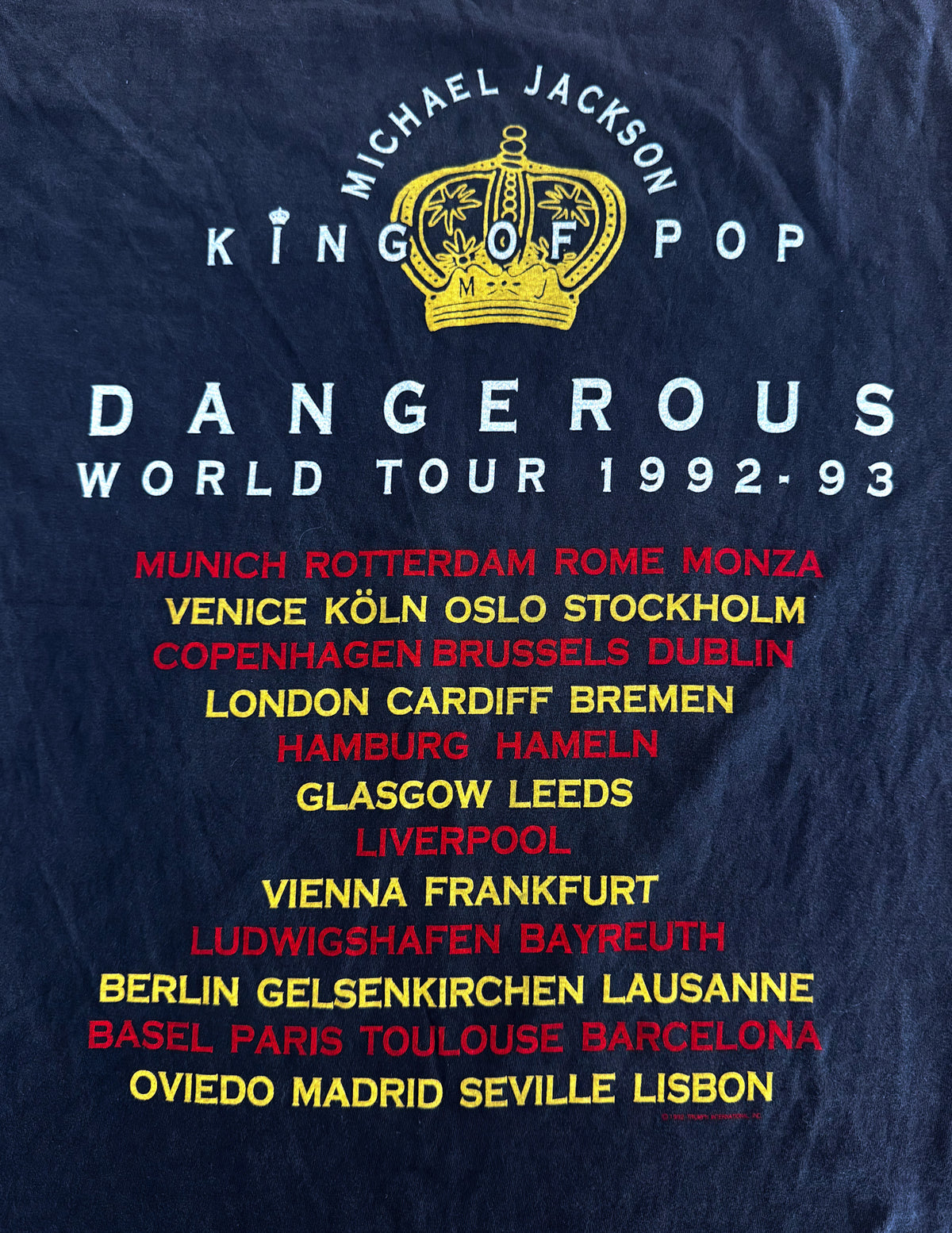 Michael Jackson Dangerous World Tour 1992-93 Band T-Shirt size Large