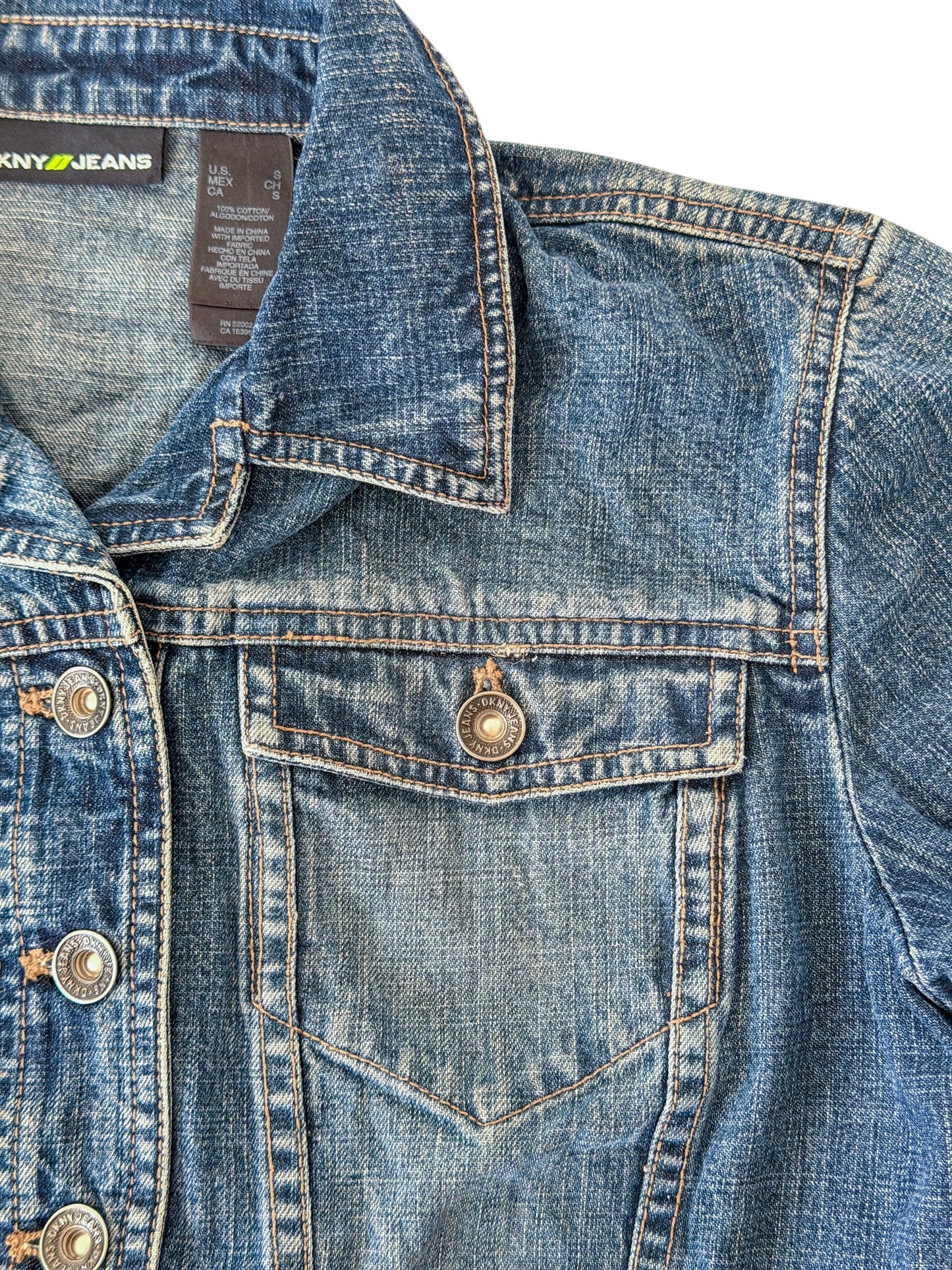 Vintage 2000s DKNY Jeans Y2K Fitted Women's Denim Jacket Small