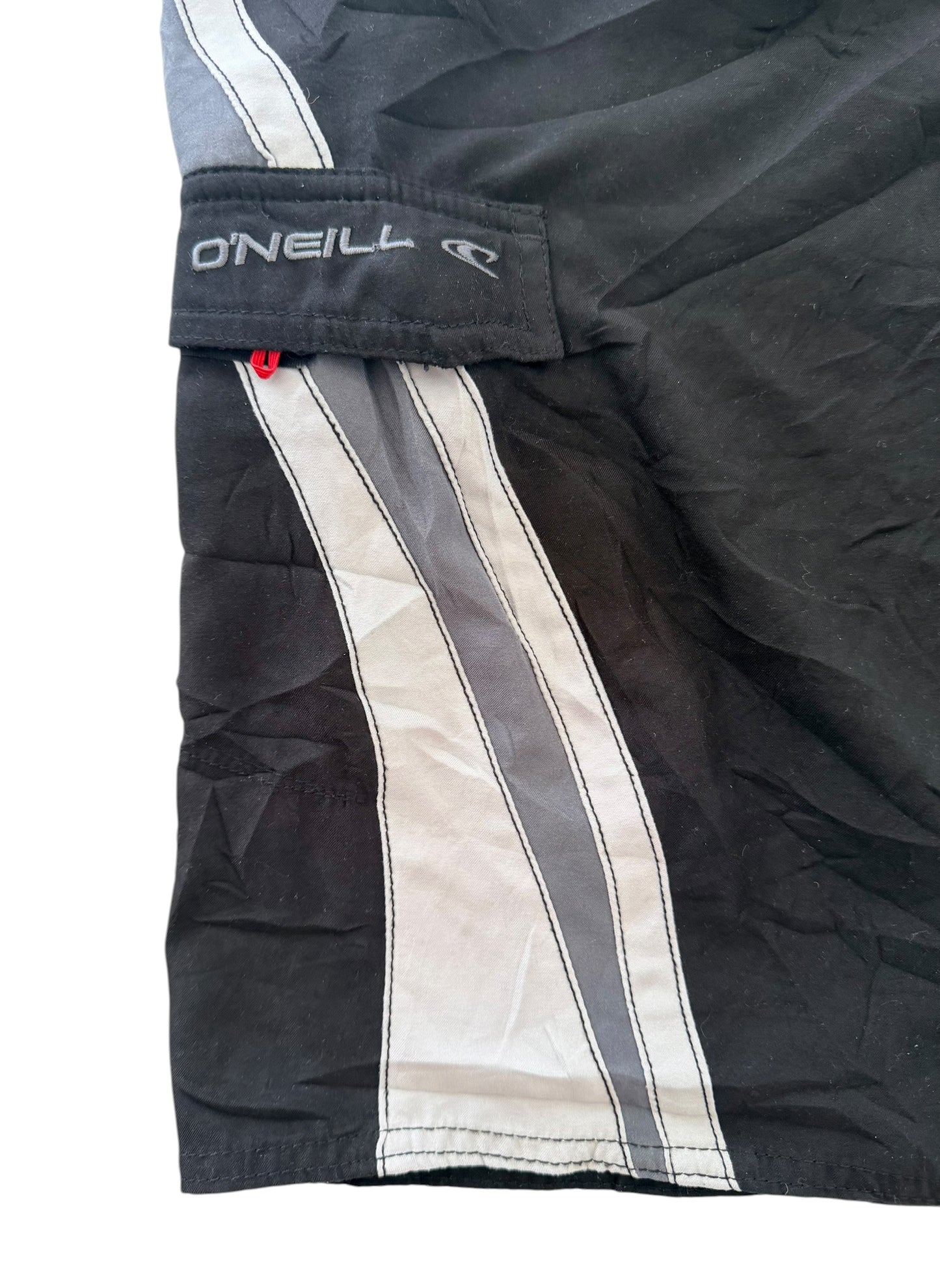 Vintage 2000s O'Neil Black & Grey Embroidered Board Shorts – Medium