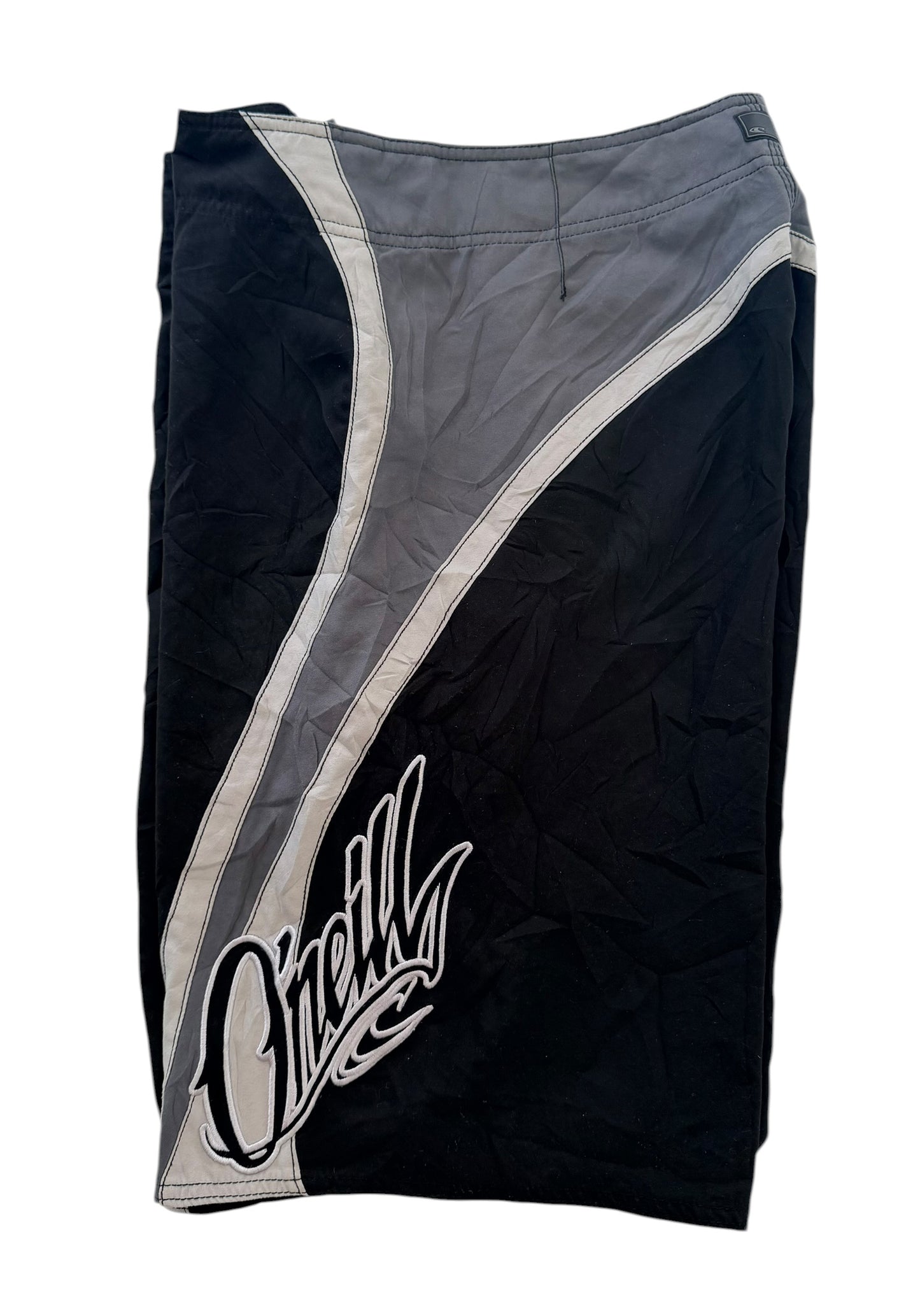 Vintage 2000s O'Neil Black & Grey Embroidered Board Shorts – Medium