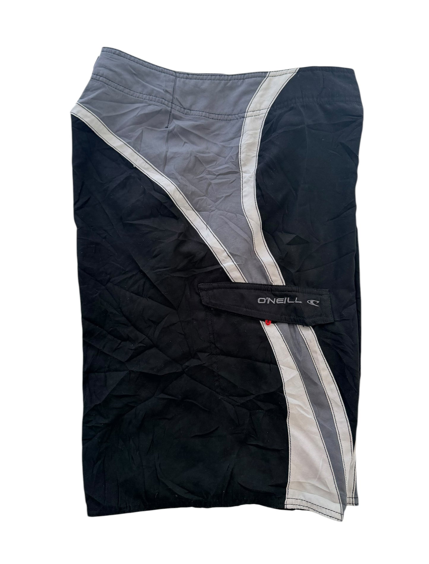 Vintage 2000s O'Neil Black & Grey Embroidered Board Shorts – Medium