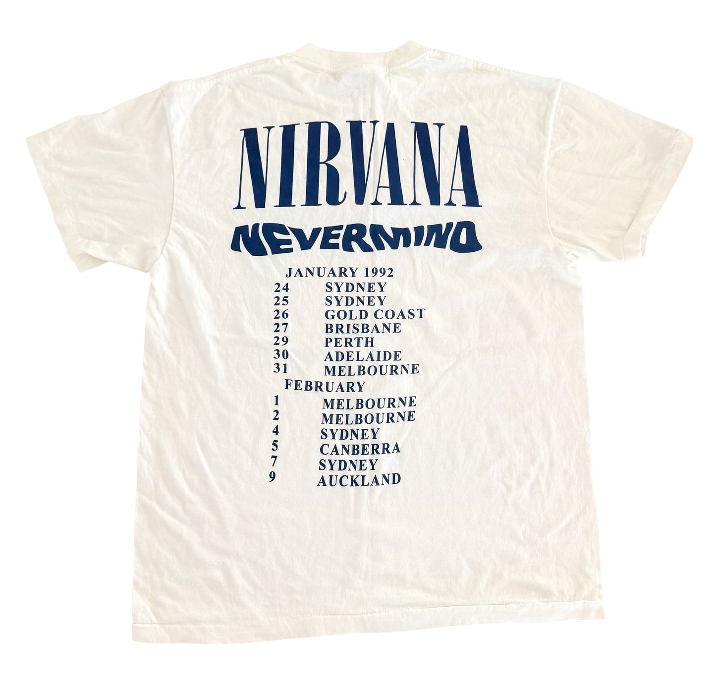Nirvana Nevermind Hanes Tag White Tour T-Shirt – Size L