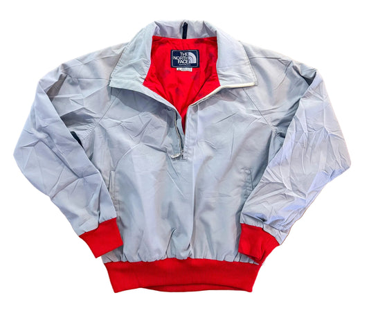 Vintage 1980s The North Face Made in USA Quarter Zip Grey And Red Windbreaker Jacket Medium