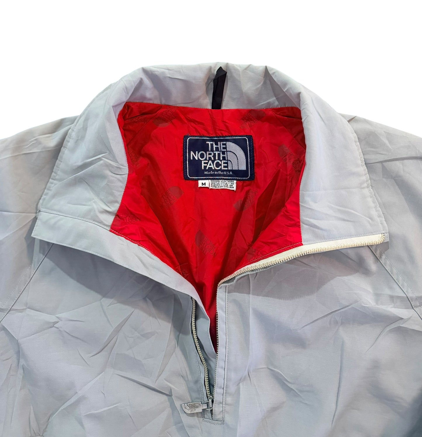 Vintage 1980s The North Face Made in USA Quarter Zip Grey And Red Windbreaker Jacket Medium