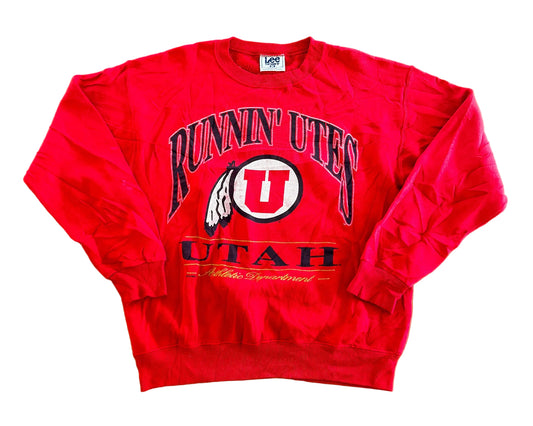 Vintage 90s Utah Utes Lee Sport Made in USA Red Crewneck Sweatshirt XL