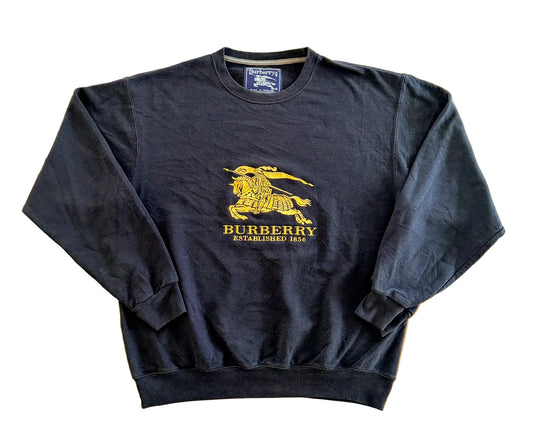 Burberrys Embroidered Logo Made in England Black Sweatshirt XL