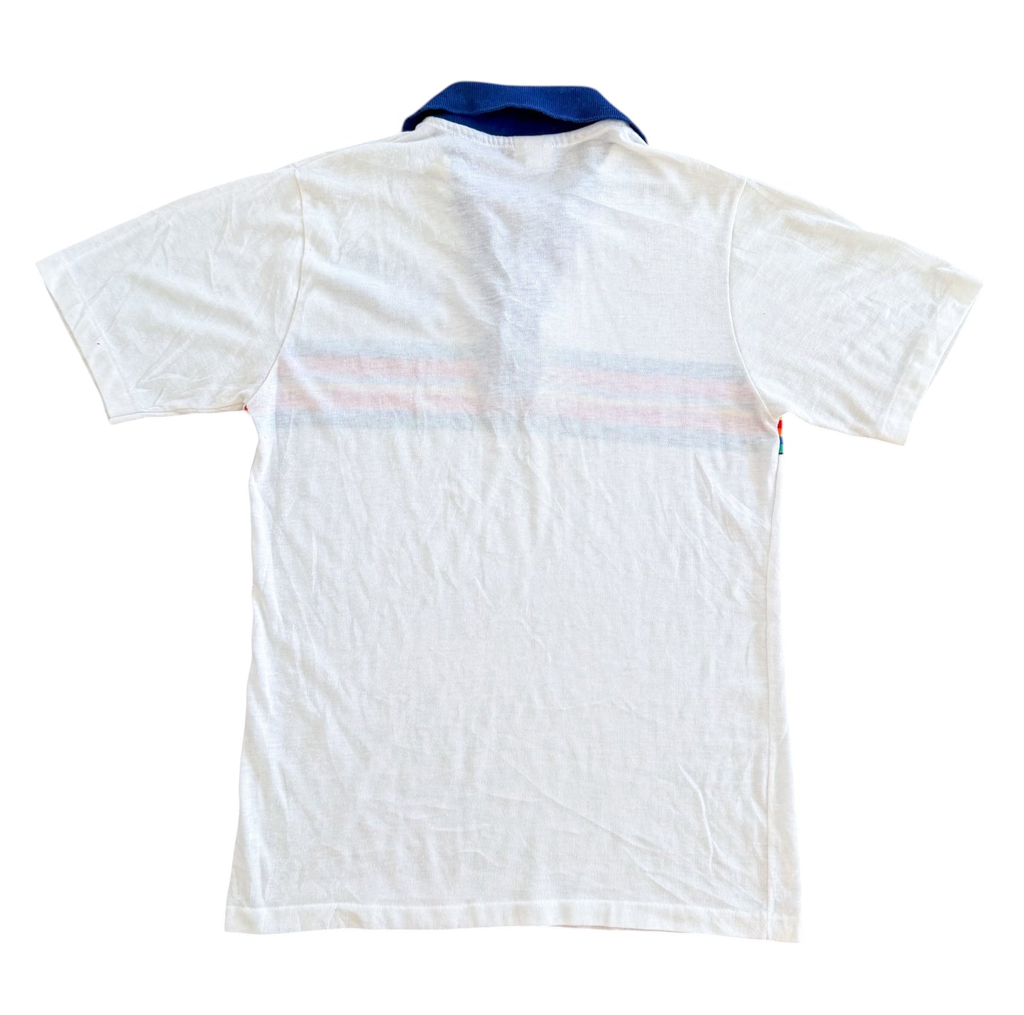 Vintage 1980s Mammoth California Rainbow Stripe Made USA Polo Shirt Medium