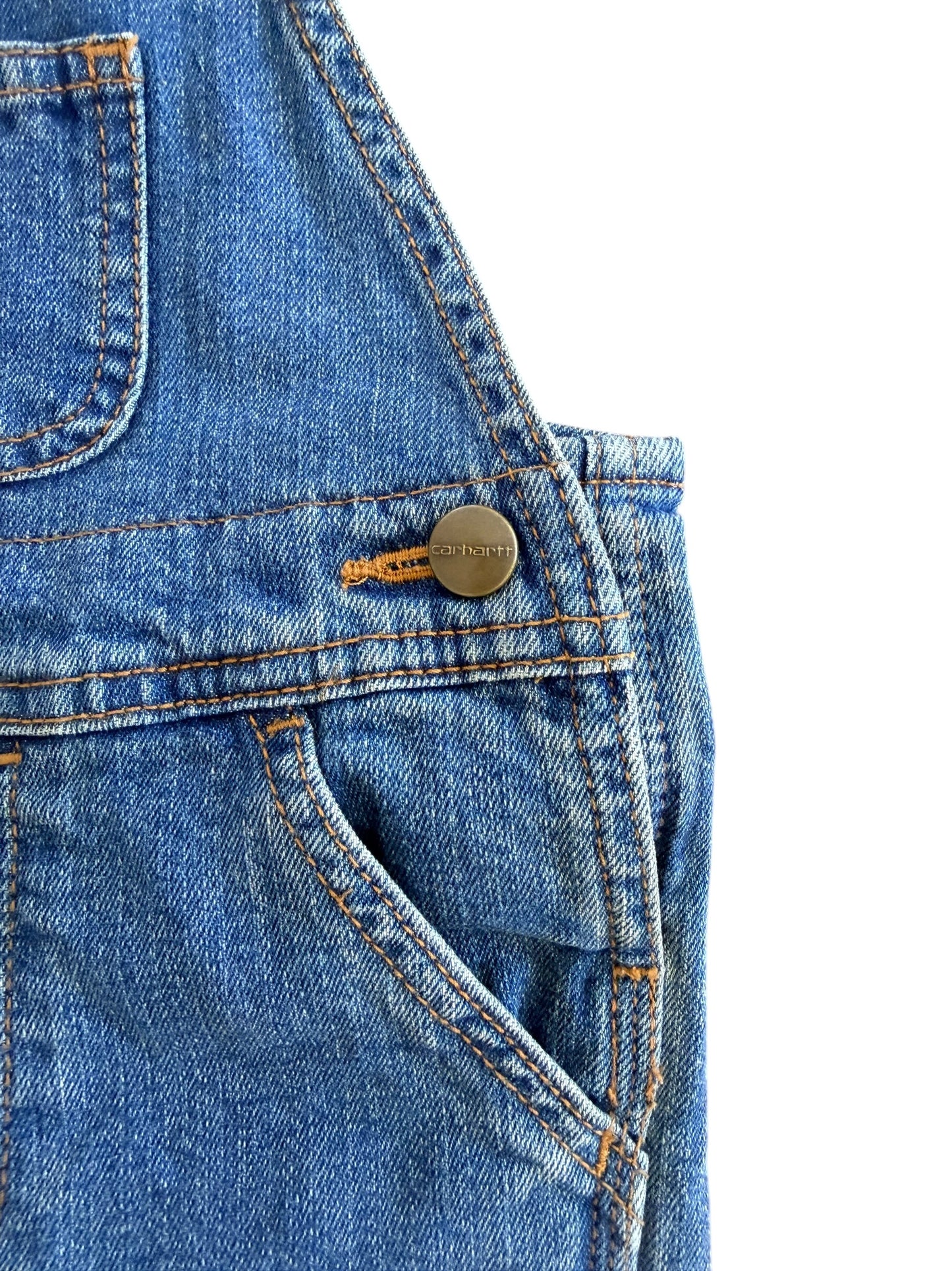 Kids Carhartt Blue Denim Snap Leg Overalls 24 Months