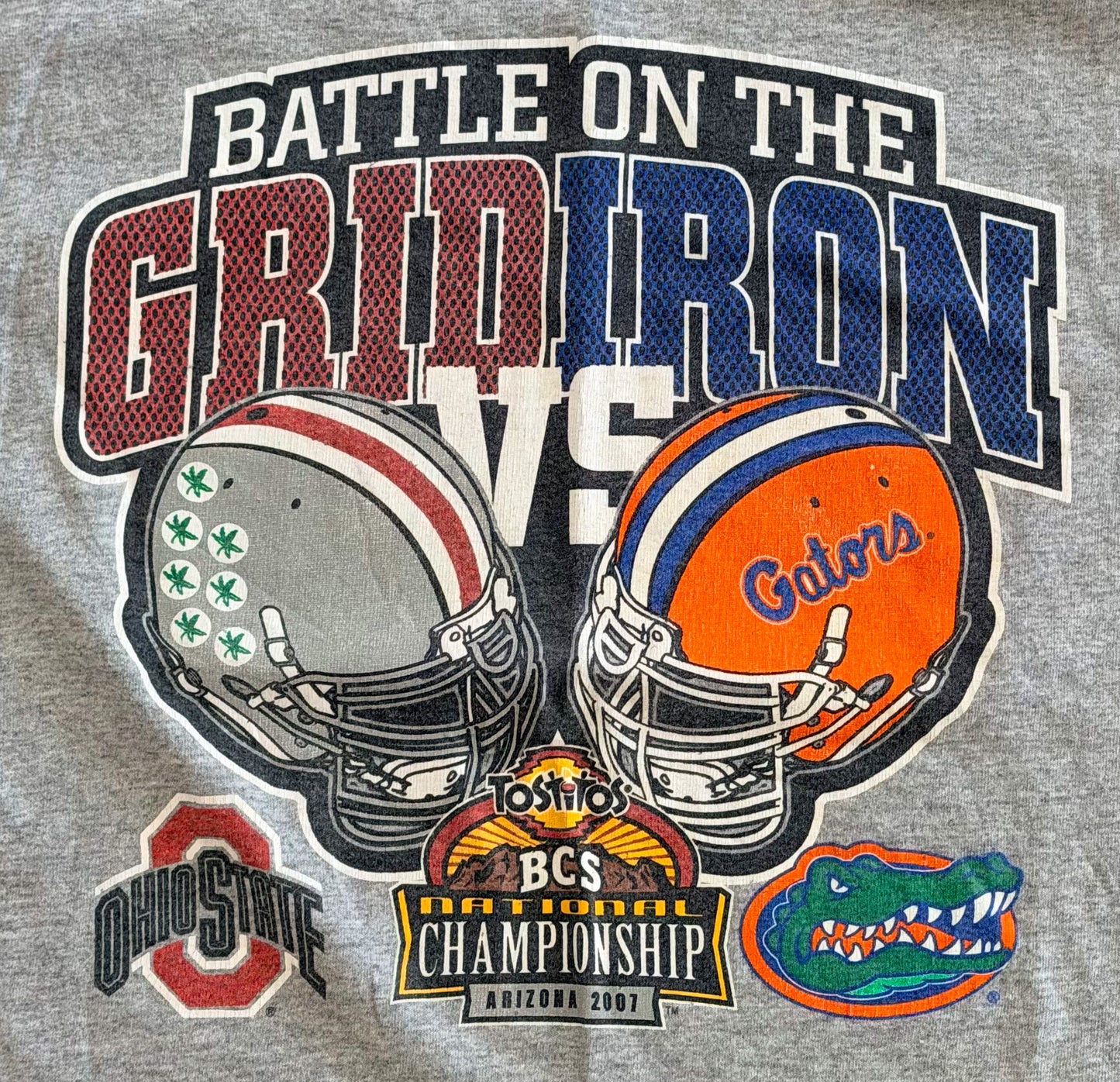 2007 BCS National Championship College Football Ohio State vs Florida Gators T-Shirt Large