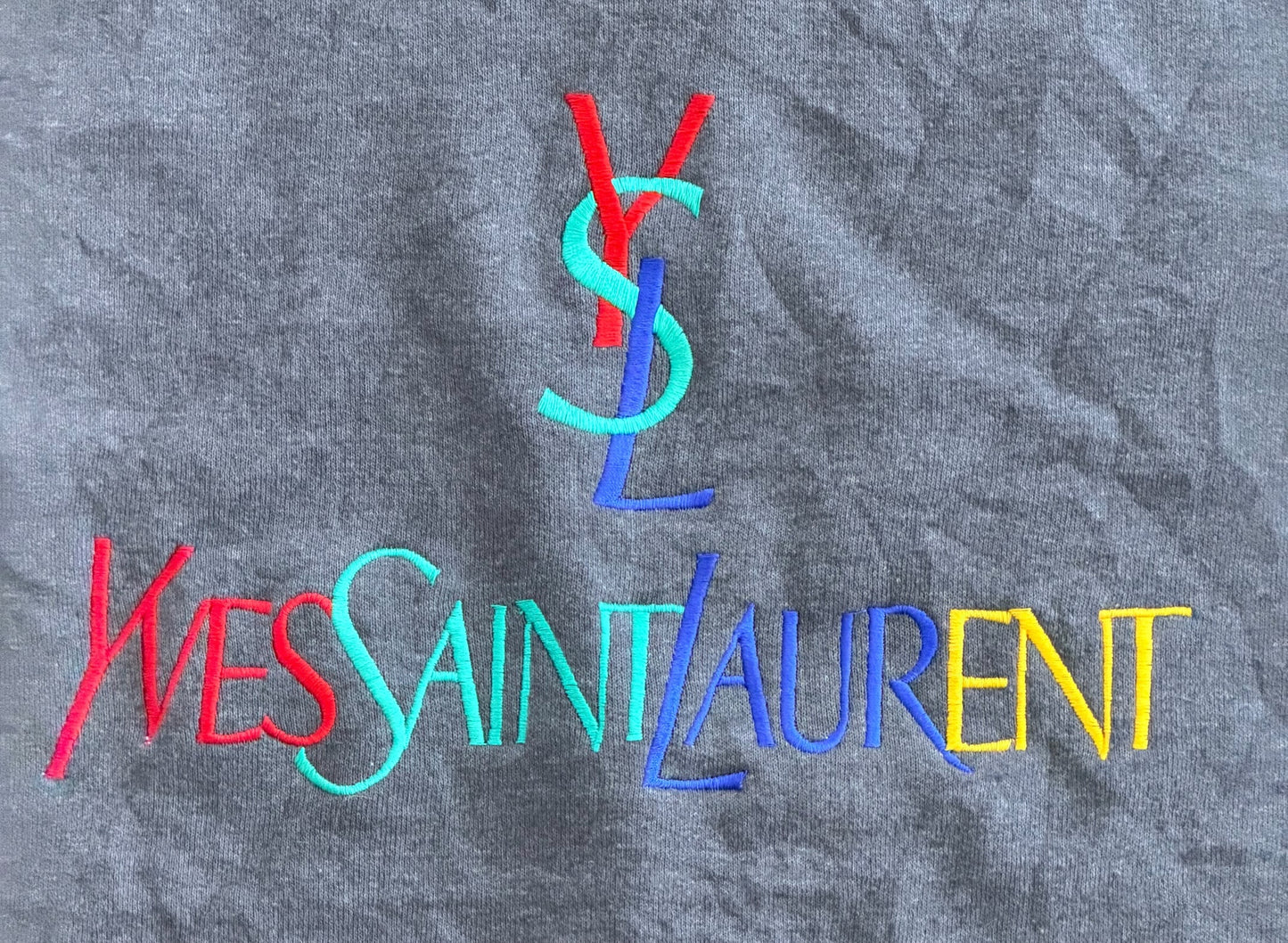 Yves Saint Laurent Slate Grey Embroidered Sweatshirt Large