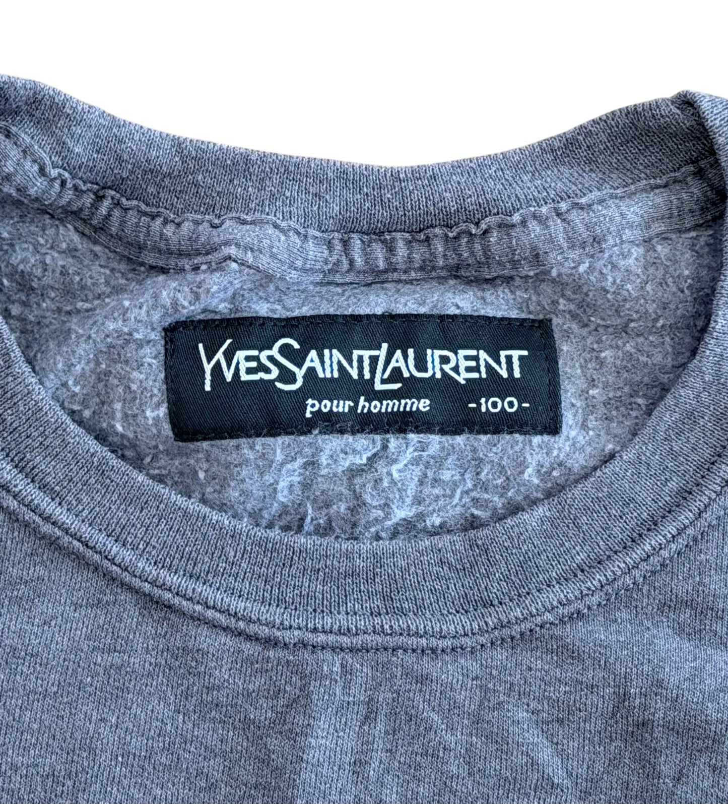 Yves Saint Laurent Slate Grey Embroidered Sweatshirt Large