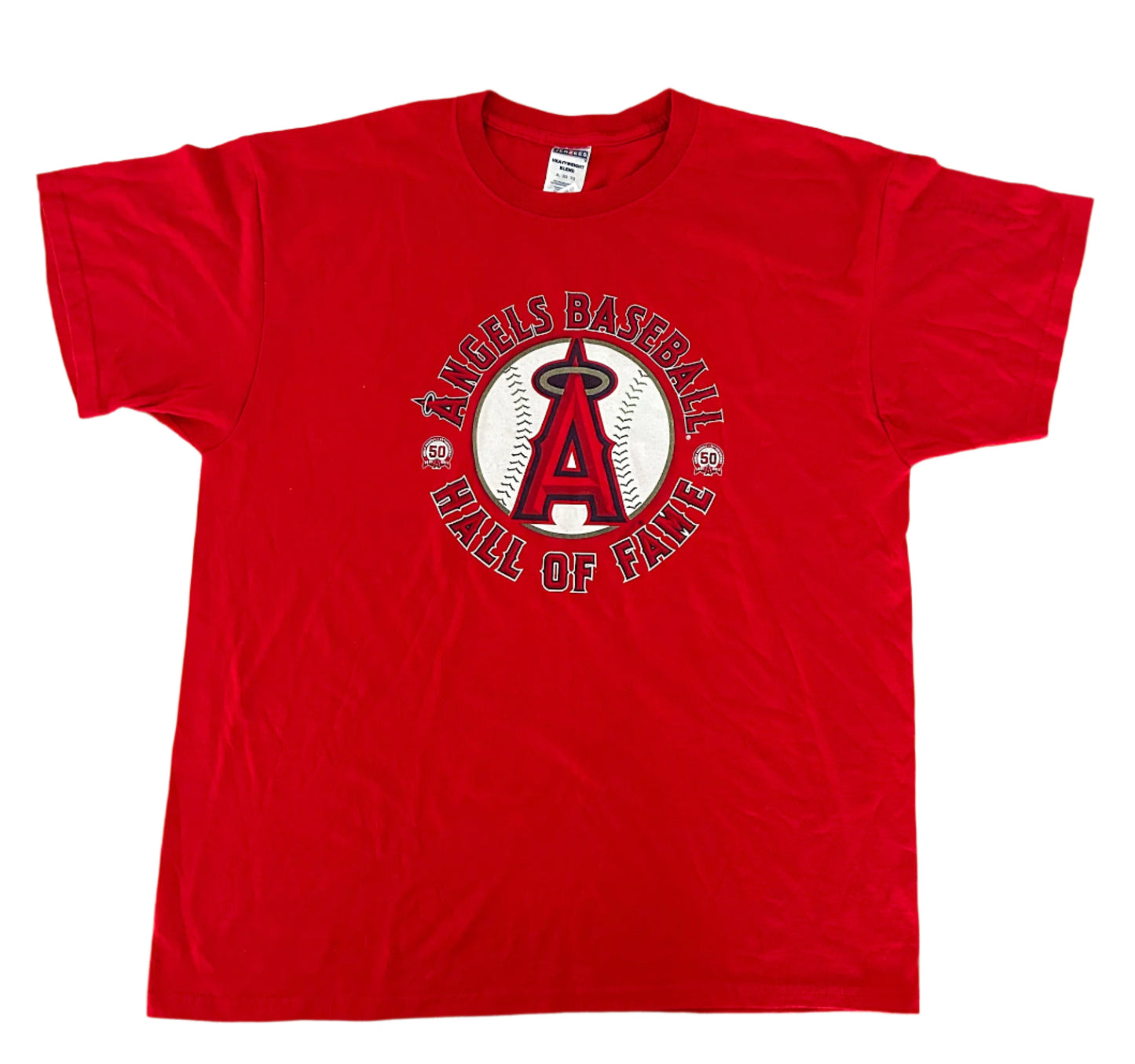 Anaheim Angels Baseball Hall Of Fame Jerzees Label Red Cotton T-shirt XL