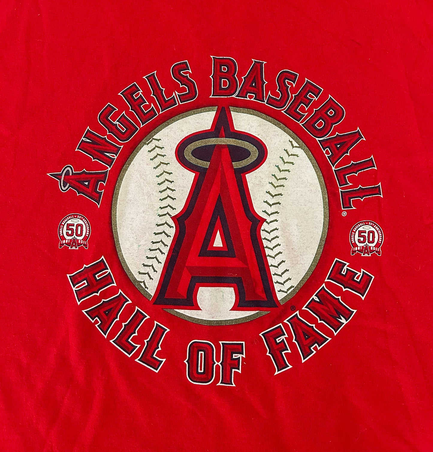 Anaheim Angels Baseball Hall Of Fame Jerzees Label Red Cotton T-shirt XL