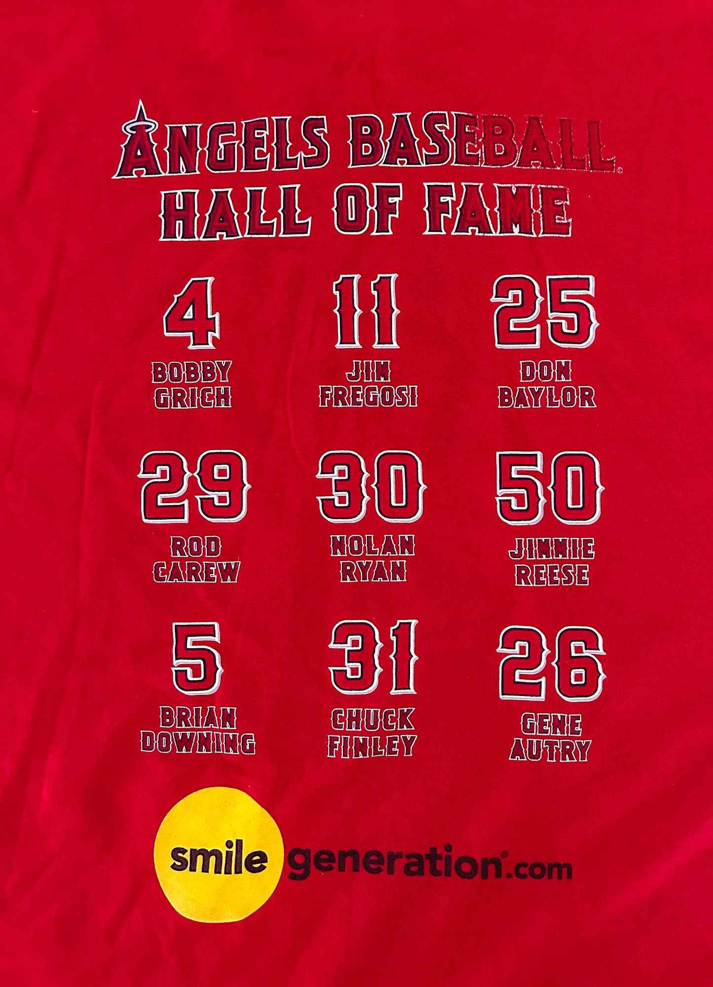 Anaheim Angels Baseball Hall Of Fame Jerzees Label Red Cotton T-shirt XL