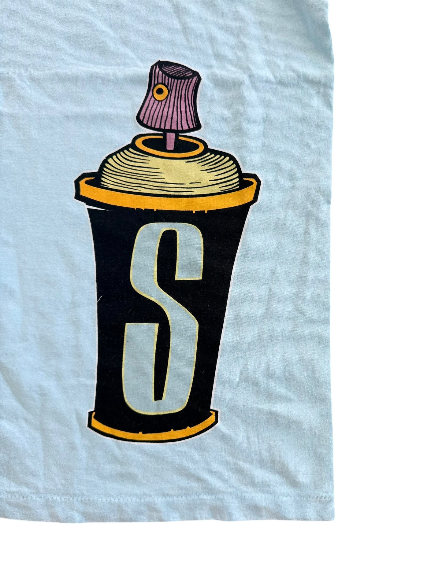 Stussy Spray Can Graphic T Shirt Made in USA Single Stitch, Size Large