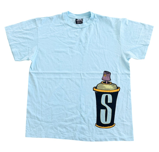 Stussy Spray Can Graphic T Shirt Made in USA Single Stitch, Size Large