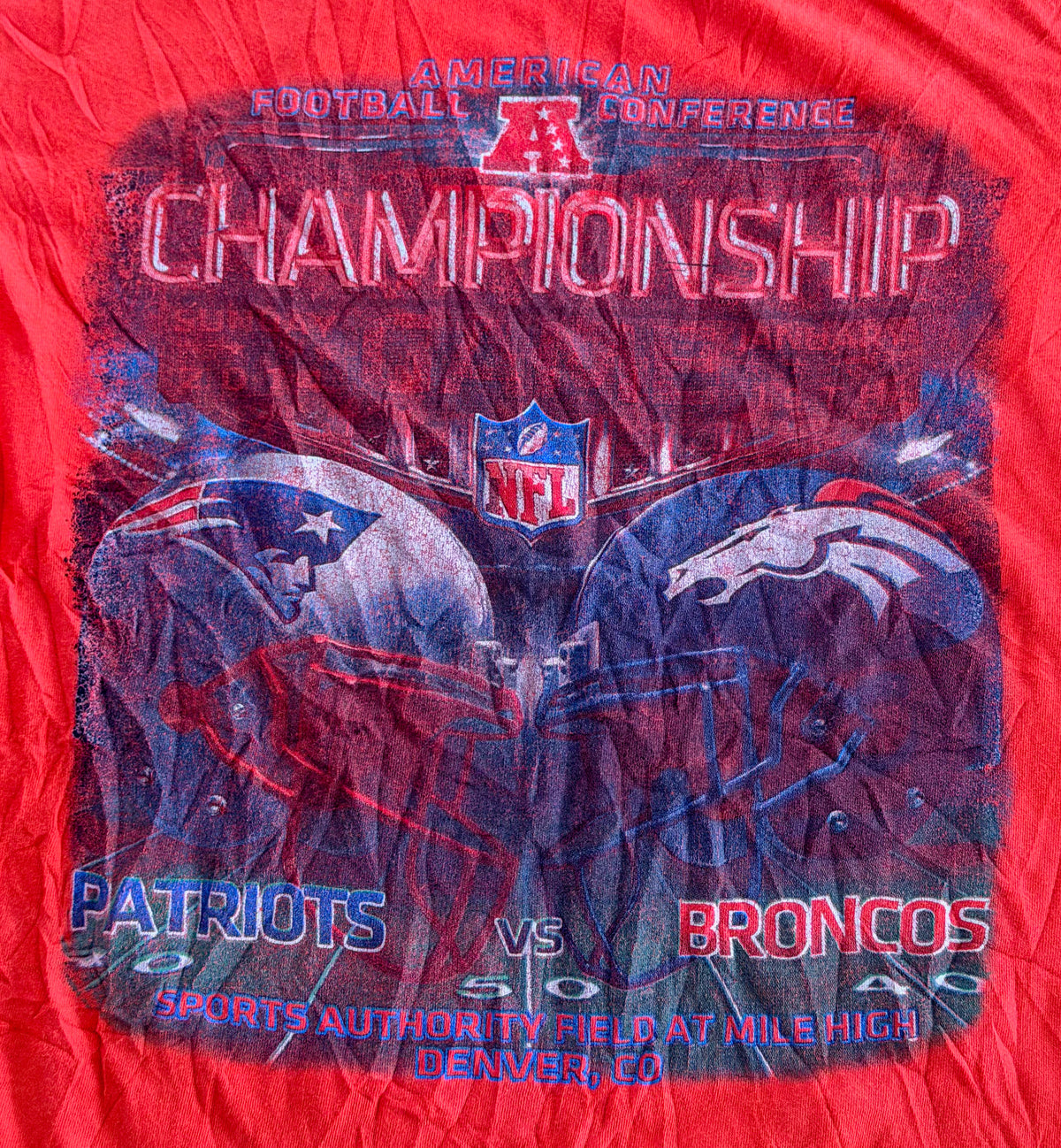 New England Patriots Denver Broncos AFC Championship Graphic T-Shirt, Large