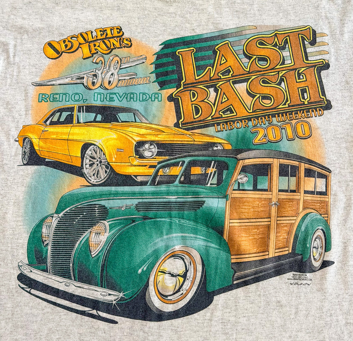Obsolete Iron's 2010 Last Bash Classic Car Graphic T-Shirt, Large