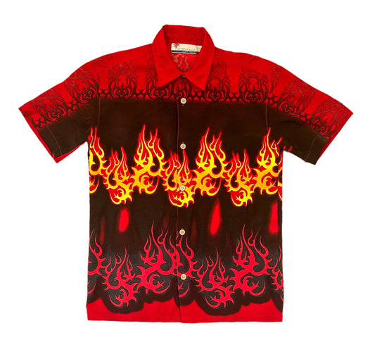 Vintage 2000s Kids Flame Print Short Sleeve Shirt 8 Years