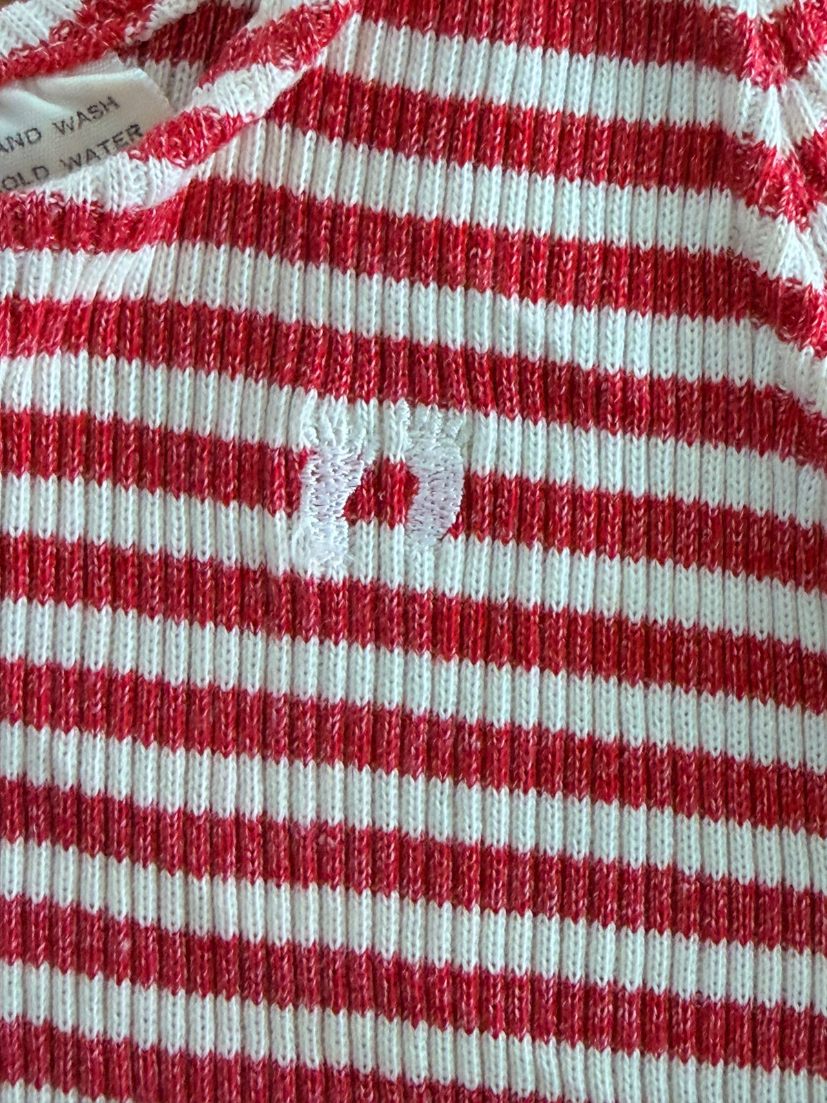 Vintage 1970s Hang Ten Red White Striped Ribbed Singlet size XS