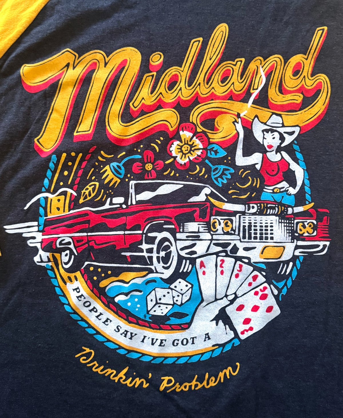 Midland Drinkin' Problem Raglan Baseball T-Shirt, Large