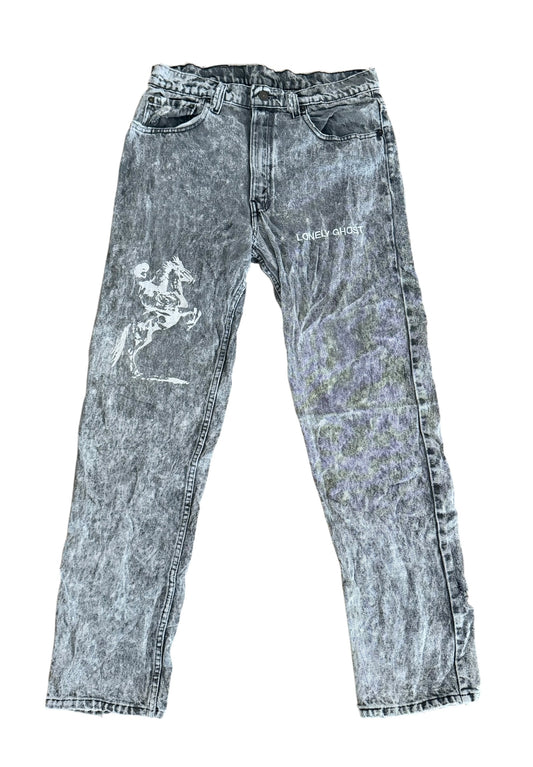 Vintage Levi’s Acid Wash Custom Distressed Denim Jeans USA Made W32