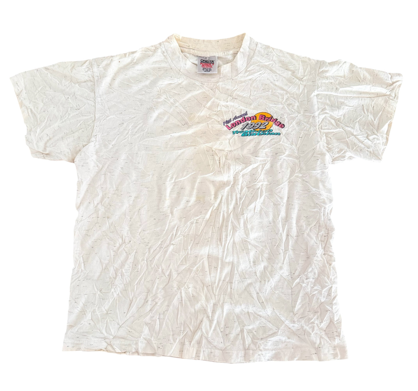 Vintage 1992 London Bridge Triathlon T Shirt Single Stitch Onita Power T Size Medium