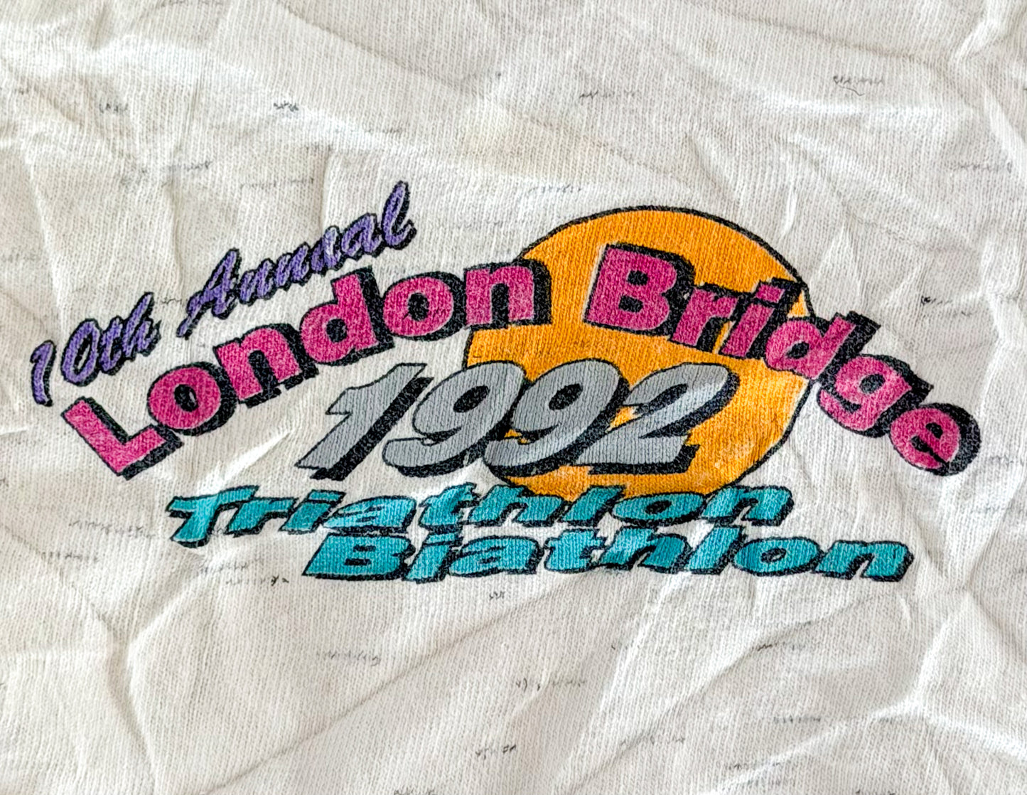 Vintage 1992 London Bridge Triathlon T Shirt Single Stitch Onita Power T Size Medium